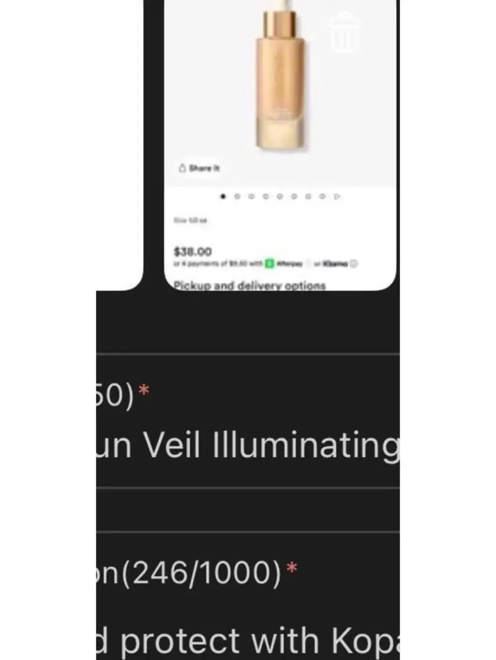 Kopari Sun Veil Illuminating Elixir Face Sunscreen SPF 38 - $38.00 retail